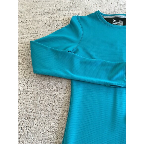 Under Armour Woman’s ColdGear Fitted Pull Over Size Med .Teal - Picture 5 of 9